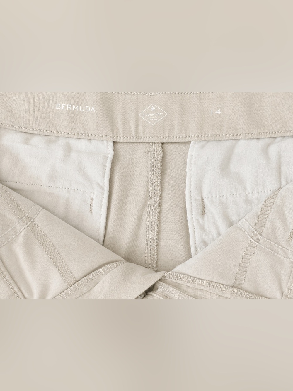 St. John's Bay Women’s Light Khaki Bermuda Shorts 14 - Picture 6 of 7